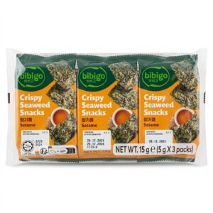 Bibigo Crispy Seaweed Snacks Sesame Flavour 15g (5g X 3)